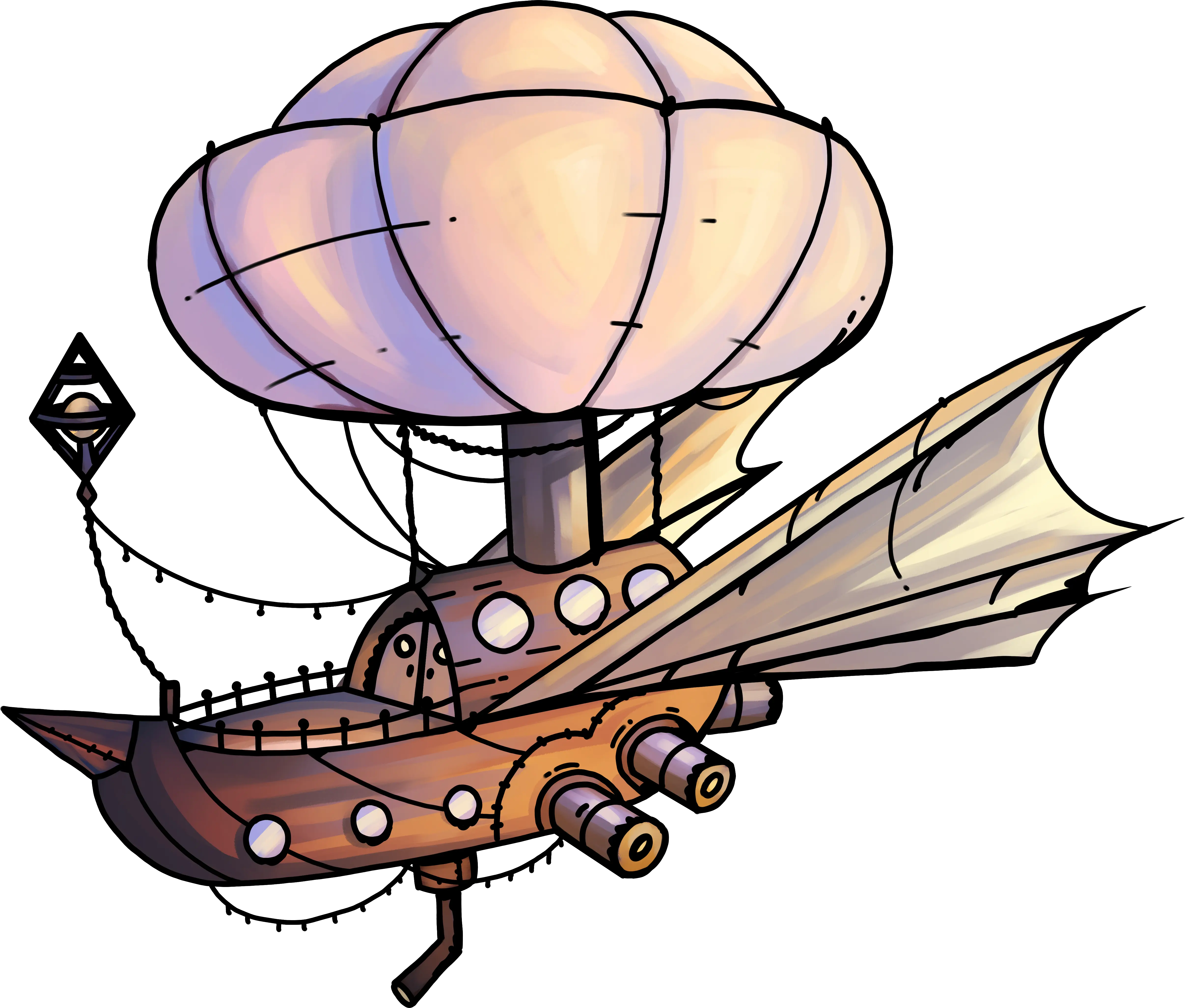 Flying wooden airship